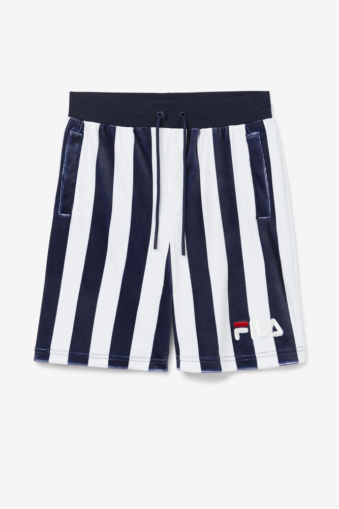 Fila Shorts Mens Navy/White Grid Velour - Ireland 24539-COHK